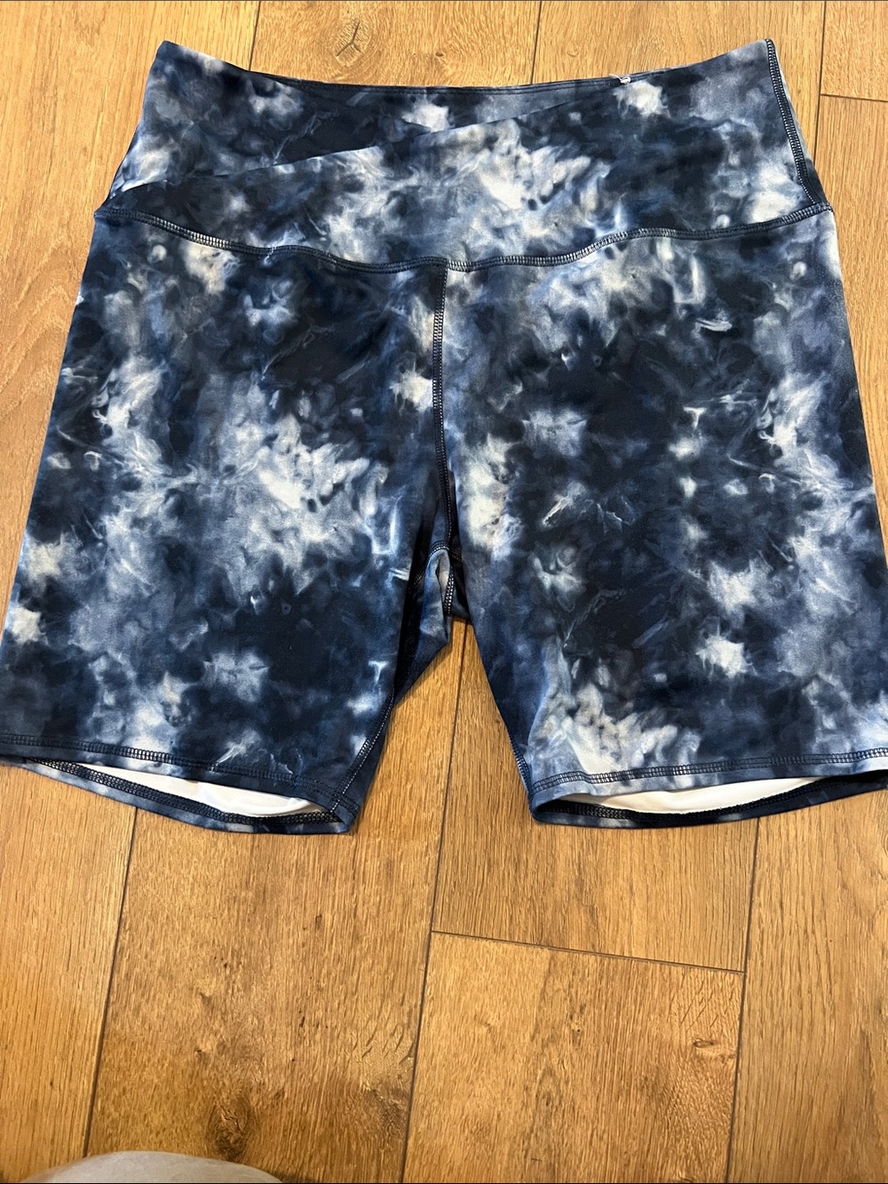 Maurices Navy & White Tie-Dye High-Waist Leggings Shorts